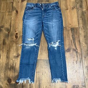 American Eagle Outfitters Distressed Straight Leg Jeans - Blue